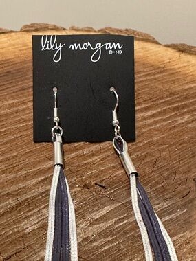 Lily Morgan Silver & Black Tassel Drop Earrings